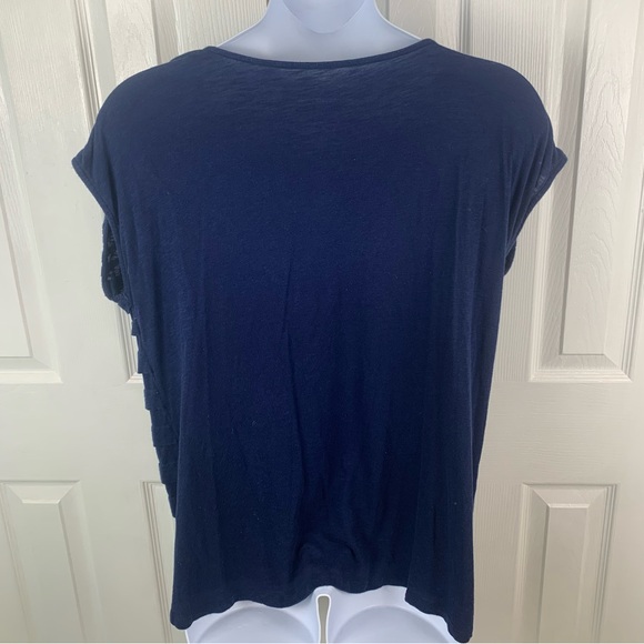 Liz Claiborne Women Short Sleeve Cotton Modal Blend Navy Blue Top Size 1x Casual - Picture 2 of 8
